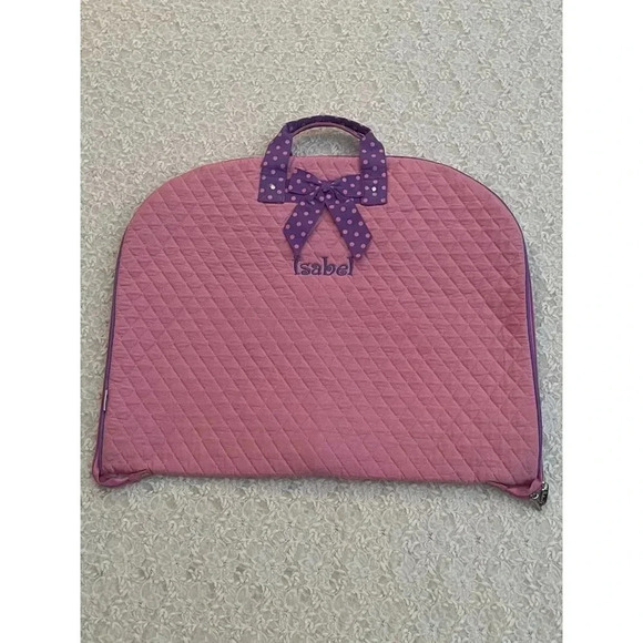 Belvah Beauty Quality Quilted Satiny Travel Garment Bag Isabel Embroidered Pink - Picture 1 of 16